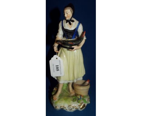 A Hochst porcelain figure, of a fisherwoman (restored), 23 cm high Condition report Report by NG

The fish she is holding has