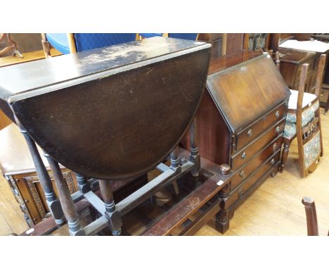 A bureau, a nest of tables, an oak credence cupboard, a corner cupboard, a stool, a lounge unit and other furniture (qty)