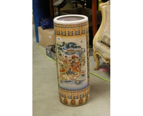 Modern Ceramic Stickstand with Oriental decoration, 61cms high