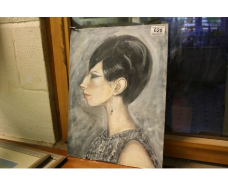Oil Painting on Board, Barbara Streisand Portrait, signed, 40cms x 30cms