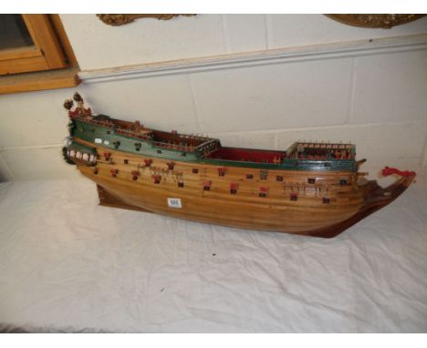 Scratch Built Wooden Model of Man of War ' Victory ' Sailing Ship, 93cms long