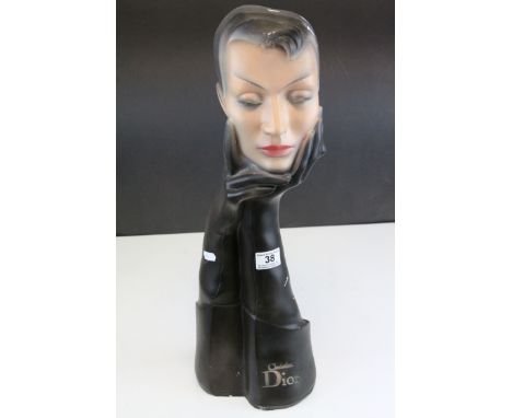 Shop Display ' Christian Dior '  Ceramic Advertising Model of a Lady's head being held by a Pair of Hands, 56cms high