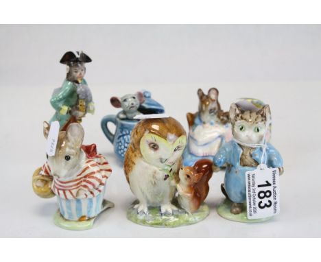 Two Beswick Beatrix Potter Figures with circular gold backstamps being Tom Kitten and Miss Tittlemouse (both a/f) together wi