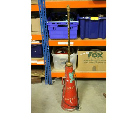 A vintage Bristol Corporation fire extinguisher converted to a stanadard lamp.