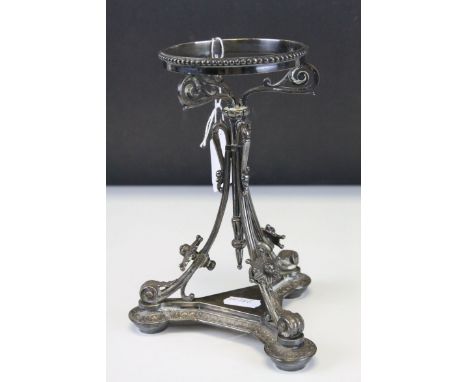 Victorian Elkington Plate Ornate Lamp Base / Stand, 19cms high