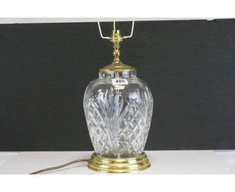 A large Waterford Crystal table lamp signed.