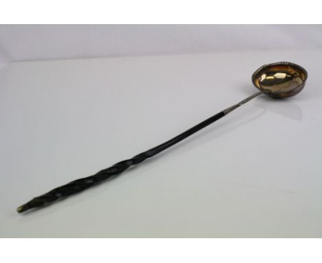 A Late 18th Century hallmarked sterling silver toddy ladle, with makers mark for Thomas Morley.