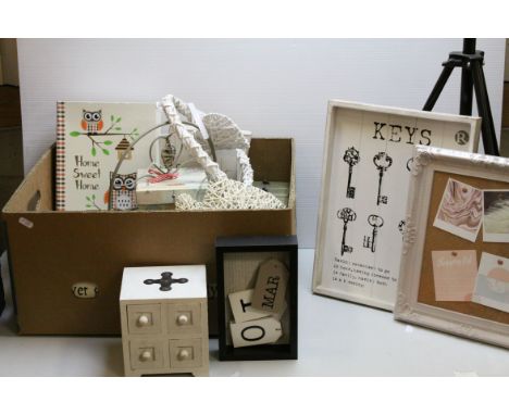 Box of Shabby Chic items including Key Cabinet, 4door trinket box, photo frame, etc