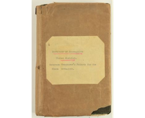 Northern Ireland Interest&nbsp;- Manuscript:&nbsp; Institute of Journalists - Ulster District Honorary Treasurer's&nbsp;Recor