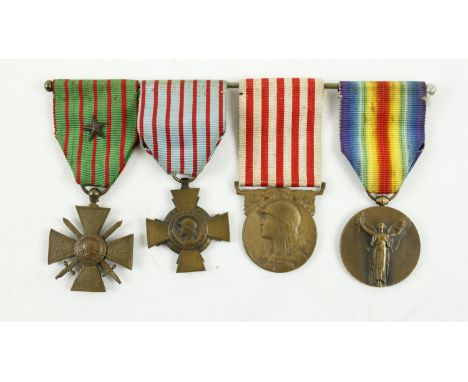 Medals: World War One: [French Military] 1914 - 1918, a group of four Medals (recipient unknown) to include: * 'The War Cross