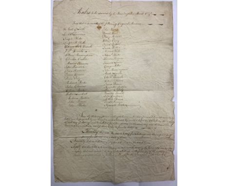 Rare Hunting Manuscript The Genesis of The Galway Blazers  Co. Galway: Rules to be observed by the Birmingham Hunt, A large m