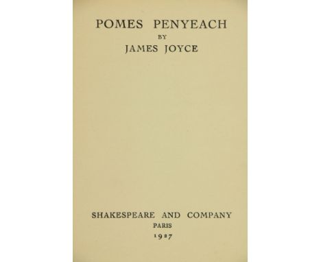 One of Thirteen Copies on Dutch Hand-Made Paper  Joyce (James) Pomes Penyeach, 20mo Paris (Shakespeare and Co.) 1927 Rare Fir