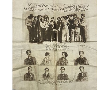 V. Rare Hugh Lane Association Item Abbey Theatre: A printed Linen Handkerchief, Sold by the Irish Players at $1.00 towards a 