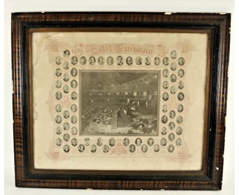 Dail Eireann 1919: A very large photograph Print, "Dail Eireann, 1919" with cameo photo of all 69 deputies set in a red decor