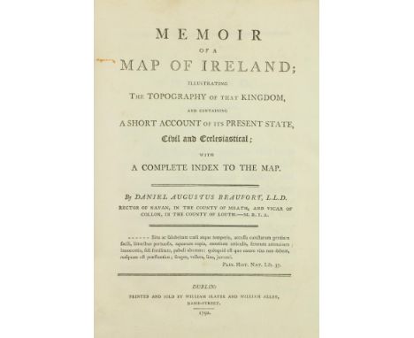 Beaufort (Dan. Augustus)&nbsp;Memoir of a Map of Ireland, Illustrating The Topography of that Kingdom,...&nbsp;4to Dub. (Wm. 