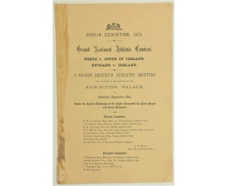 Early Athletic Programme  Co. Dublin - Sporting:&nbsp; Dublin Exhibition 1873,&nbsp;Grand National&nbsp;Athletic Contest, Nor