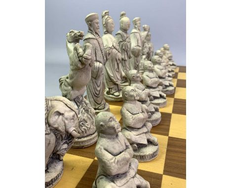 GAMES - Chess, Draughts and Mahjong - six complete Chess sets and two boards and three incomplete, one complete marble? Draug