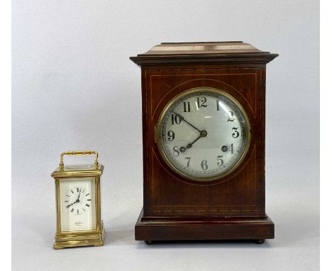CARRIAGE &amp; MANTEL CLOCKS x 2 - a traditional brass cased key wind carriage clock signed 'St James, London' and an Edwardi