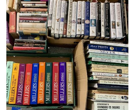 BOOKS - including 'Millers', 'Crown Derby', 'Coalport' and 'German Ceramic Marks', (within 4 boxes)