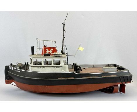 SCALE MODEL BOAT - 'Afon Wen' Beaumaris, 'Holyhead Towing', the hull painted black and red, 55cms H, 82cms L