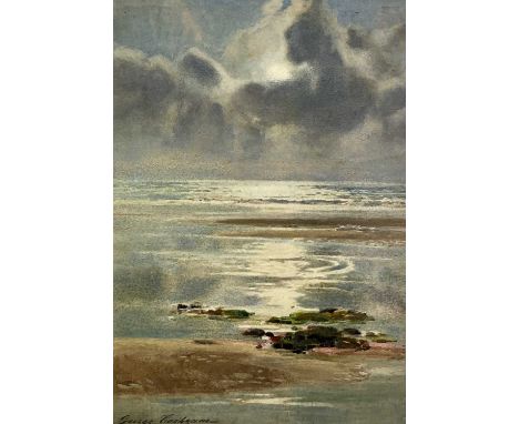 GEORGE COCKRAM watercolour - inscribed 'Moonlight on the Foreshore, Rhosneigr, George Cockram R I, RCA Noddfa, Rhosneigr, Ang