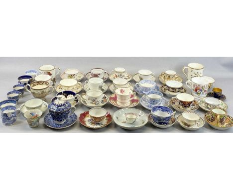 18TH CENTURY &amp; LATER CABINET CUPS/COFFEE CANS &amp; SAUCERS, TEA BOWLS ETC - hand painted and printed examples, Derby, Do