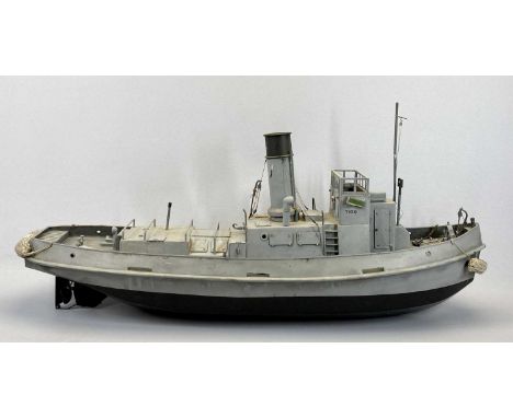 SCALE MODEL T.I.D. CLASS TUG - Naval Service 1943 - 1946, with grey and black funnel, grey and black hull, 38cms H, 90cms L