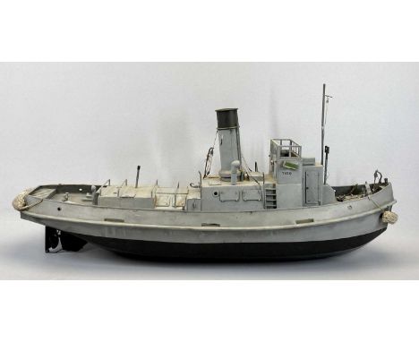 SCALE MODEL T.I.D. CLASS TUG - Naval Service 1943 - 1946, with grey and black funnel, grey and black hull, 38cms H, 90cms L