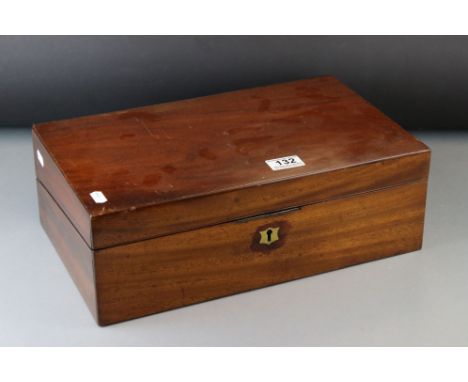 Victorian mahogany writing slope with inkwell and tooled leather slope, approx. 39cm x 24cm 