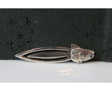 Silver bookmark with fish finial and ruby eye 