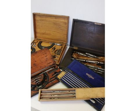 A group of vintage engineers tools within cases to include Moore &amp; Wright and U.S. manufacturers 