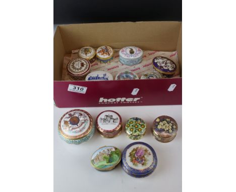A collection of ceramic trinket boxes to include commemorative examples. 