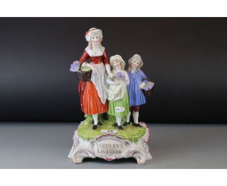 A Yardley Old English Lavender advertisting ceramic group of Flower seller with children,. 