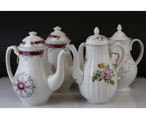 A collection of four porcelain teapots to include Royal Worcester and Glencoe. 