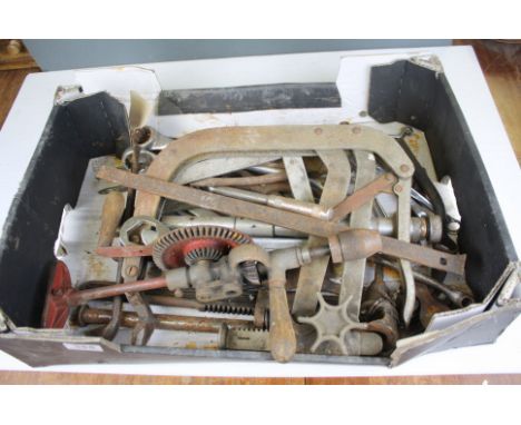 A collection of vintage tools to include spanners and wrenches. 