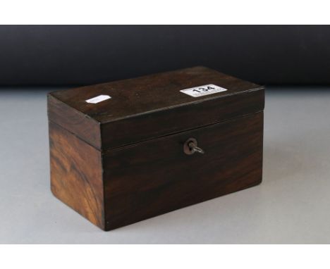 Small Early 19th century Two Compartment Tea Caddy with Key, 18cms wide
