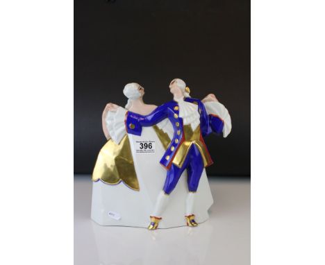 An Art Deco style Dancing couple in 18th century costume Signed La Maitrise Ayme 28 cm tall. 