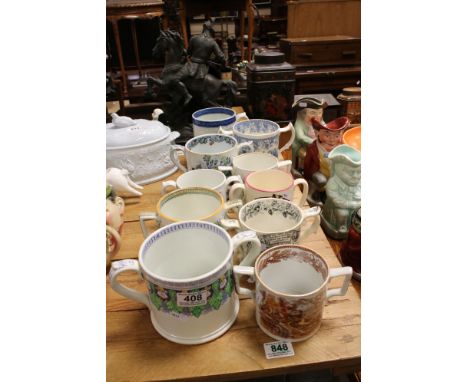 8 Antique ceramic loving cups