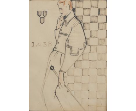 Karl LAGERFELD (1938-2019)Jacques de BascherColored markers on paper, titled J de BB, for "Bascher de Beaumarchais", pseudony