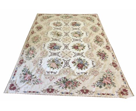 ENGLISH DESIGN NEEDLEPOINT CARPET, 243cm x 170cm, Victorian floral design.