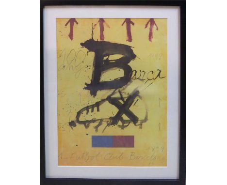 ANTONI TAPIES 'Centenari del futbol club Barcelona 1999', lithograph signed in the plate limited edition No. 953/1000 printed