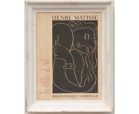 HENRI MATISSE 'Bibliotheque Nationale', 1970, original lithograph for an exhibition of Matisse's relief printing, 60cm x 45cm