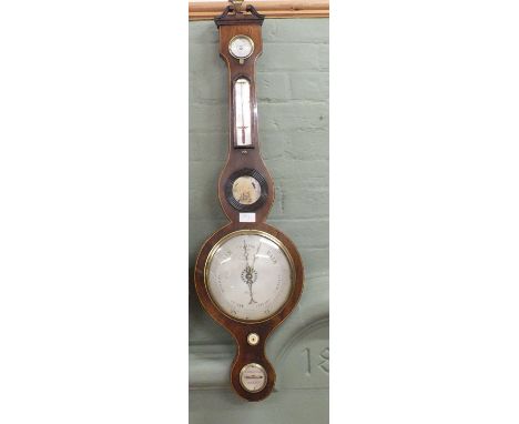 A 19th Century inlaid Mahogany banjo barometer by John Valant, Harleston