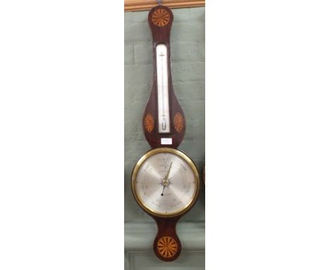 A 19th Century inlaid Mahogany banjo barometer by P.G.Illy, Cambridge