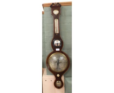 A 19th Century inlaid Mahogany banjo barometer by Norris, Woodbridge