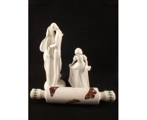 Royal Doulton images The Wedding Figurine HN 2748, Bridesmaid HN 3280 and a Portmeirion rolling pin