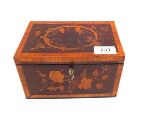 A Georgian floral inlaid two compartment tea caddy
