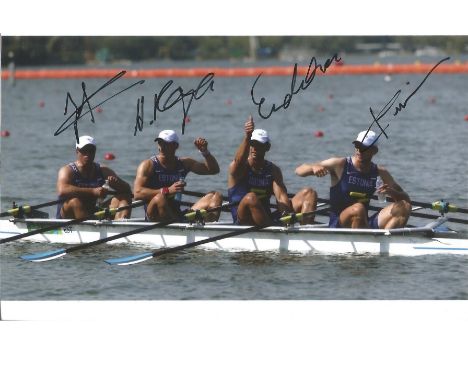 Olympics Estonian Quadruple sculls signed 6x4 colour photo , crew that one a bronze medal at the 2016 Rio games signed by Ton