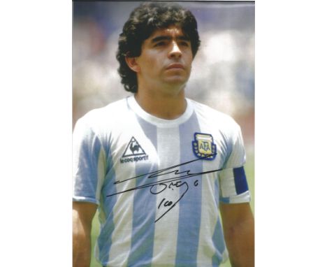 Football Diego Maradona signed 12x10 colour photo pictured playing for Argentina. Diego Armando Maradona (born 30 October 196