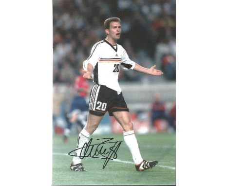 Football Oliver Bierhoff 10x7 signed colour photo pictured playing for Germany. German former footballer who scored the first